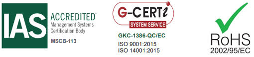 ISO 9001, ISO 14001, RoHS 2002/95/EC